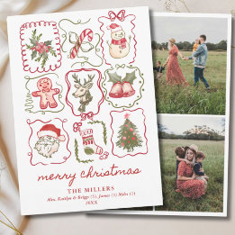 Cartes Pour Fêtes Annuelles Hand Drawn Watercolor Doodle Christmas 3 Photo