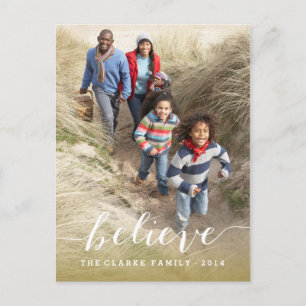 Cartes Pour Fêtes Annuelles Handwriting Believe   Holiday Photo Postcard