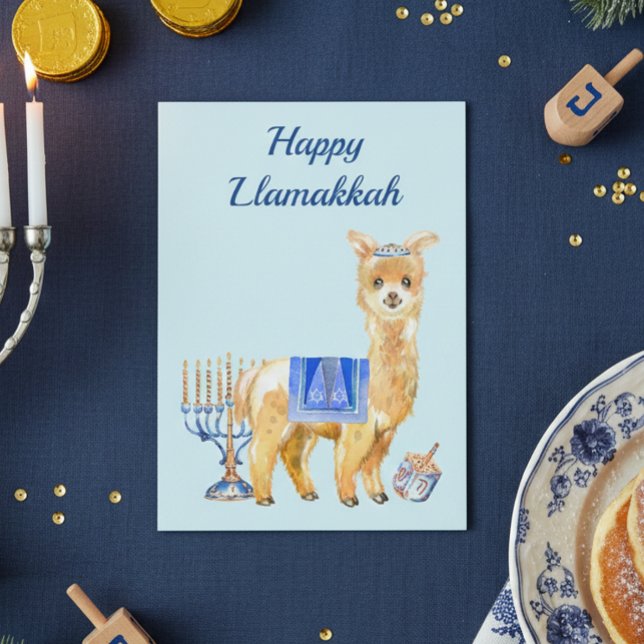 Cartes Pour Fêtes Annuelles Hanouka Lama Drôle Llamakka Noëlukka (Créateur téléchargé)
