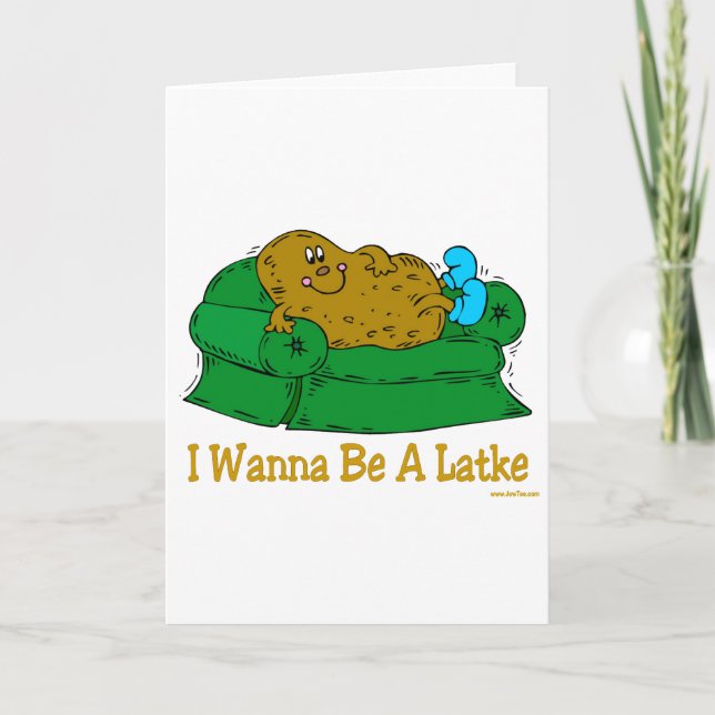 CARTES POUR FÊTES ANNUELLES HANOUKKA FUNNY DONNE "JE VEUX ÊTRE UN DERNIER" (Devant)