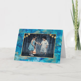 Cartes Pour Fêtes Annuelles Hanoukka Greeting Card Blues & Golds