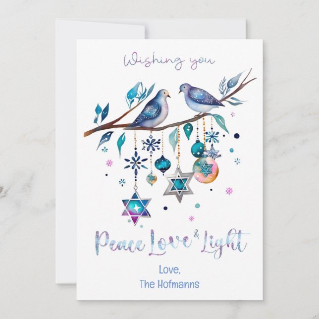Cartes Pour Fêtes Annuelles Hanoukka joyeuse personnalisée, amour de la paix e (Devant)