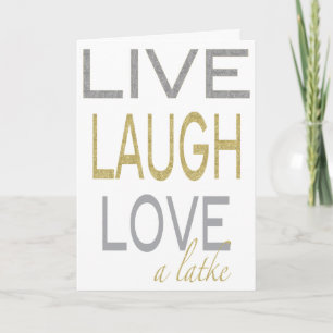 Cartes Pour Fêtes Annuelles Hanoukka "Live Laugh Love a latke" Glitzy Card