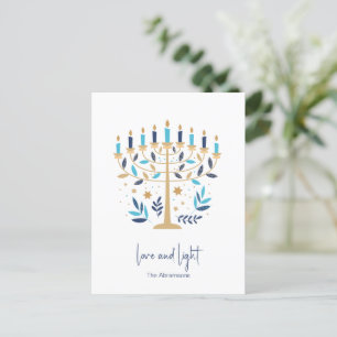Cartes Pour Fêtes Annuelles Hanoukka Love & Light Floral Menorah
