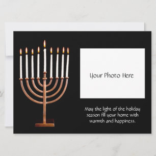 Cartes Pour Fêtes Annuelles Hanoukka Menorah customisée avec/ Photo