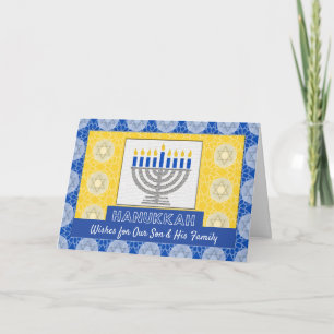 Cartes Pour Fêtes Annuelles Hanoukka Menorah pour un fils et sa famille