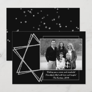 Cartes Pour Fêtes Annuelles Hanoukka moderne Silver Wishful Star of David Phot