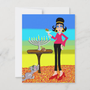 Cartes Pour Fêtes Annuelles Hanoukka rétro et un Martini