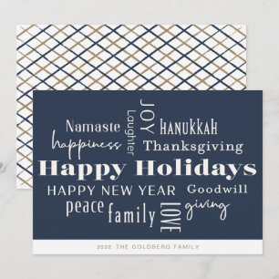 Cartes Pour Fêtes Annuelles Hanoukka salue Holiday Marine Gold