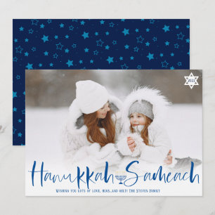 Cartes Pour Fêtes Annuelles Hanoukka Sameach superposition script menorah phot