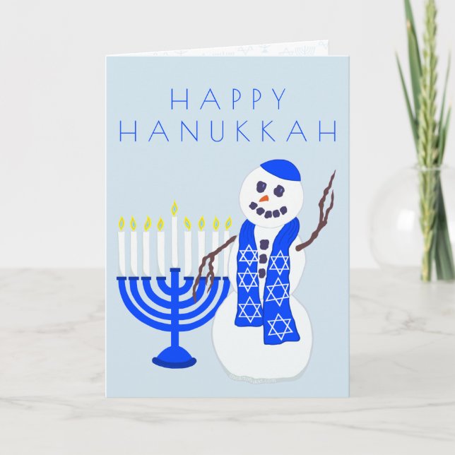 Cartes Pour Fêtes Annuelles Hanoukka Snowman Personnalisé sur toute l'impressi (Devant)