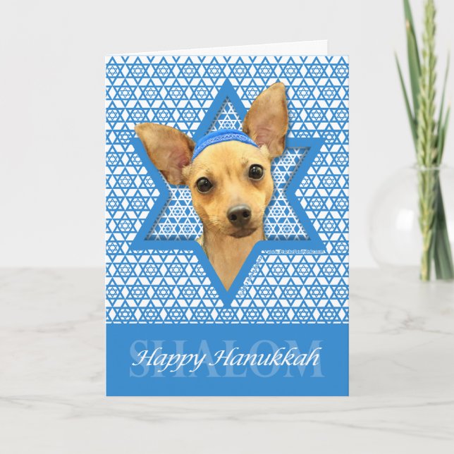 Cartes Pour Fêtes Annuelles Hanoukka Star de David - Chihuahua (Devant)