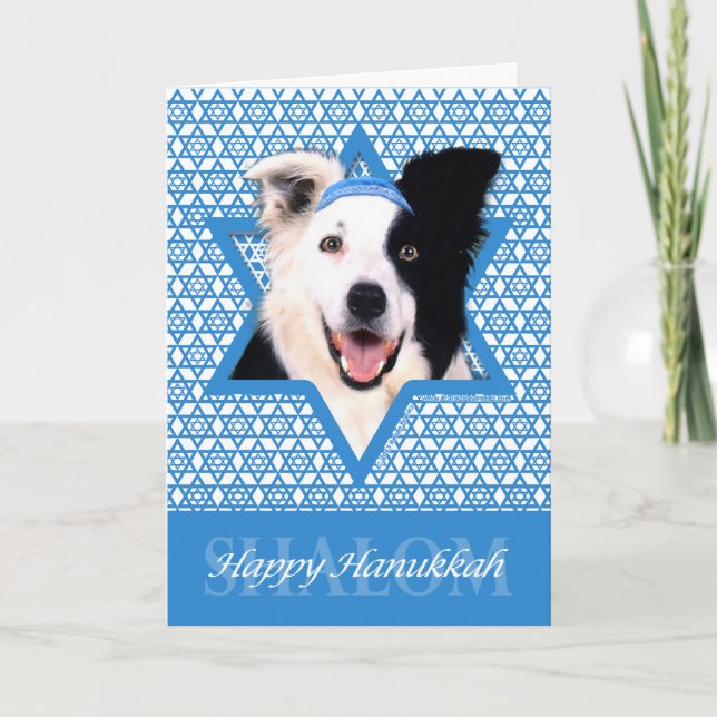 Cartes Pour Fêtes Annuelles Hanoukka Star of David - Border Collie (Devant)