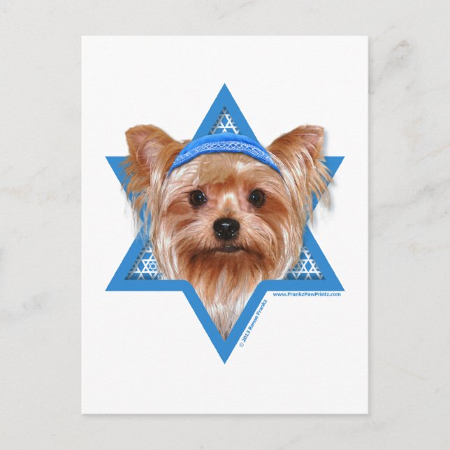 Cartes Pour Fêtes Annuelles Hanoukka Star of David - Yorkshire Terrier (Devant)