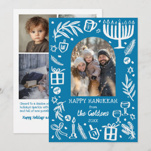 Cartes Pour Fêtes Annuelles Hanukkah Fantaisiste Arche personnalisée 4 PHOTOS