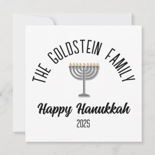 Cartes Pour Fêtes Annuelles Hanukkah Juif Chanuka Nom de Famille Personnalisé