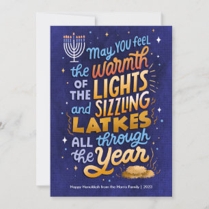 Cartes Pour Fêtes Annuelles Hanukkah Lumière et Latkes Non-Photo 