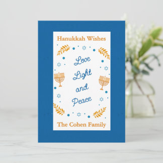 Cartes Pour Fêtes Annuelles Hanukkah Wishes – Love Light and Peace Family 