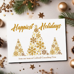 Cartes Pour Fêtes Annuelles Happest Holidays Chic Gold Christmas Tree Company