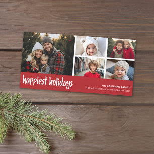 Cartes Pour Fêtes Annuelles Happiest - 5 Photo Collage Motif blanc rouge