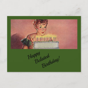 Cartes Pour Fêtes Annuelles Happy Belated Birthday souhaite un style rétro vin
