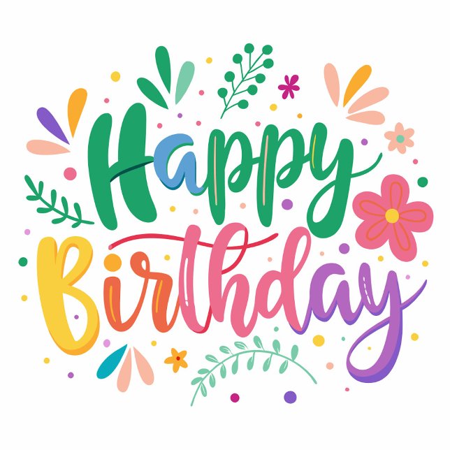 Cartes Pour Fêtes Annuelles Happy Birthday  (A vibrant and colorful birthday greeting card design featuring the words 'Happy Birthday'.)
