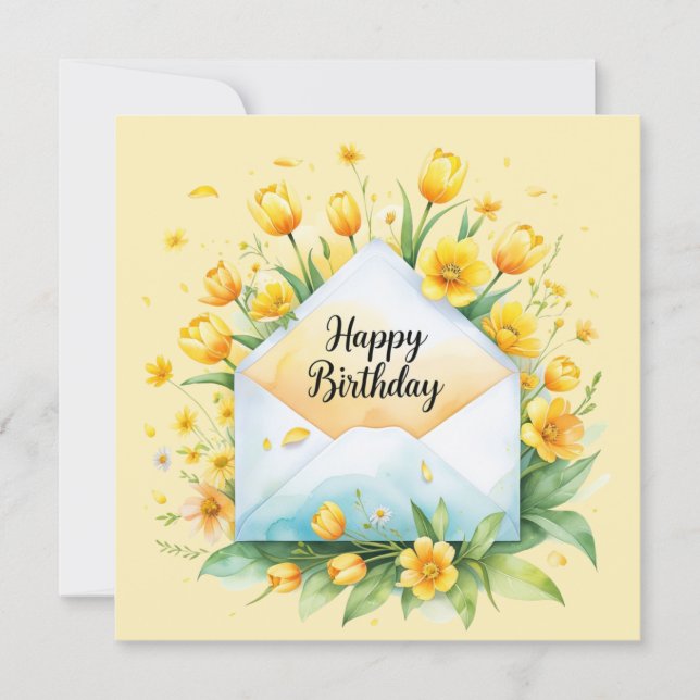 Cartes Pour Fêtes Annuelles Happy birthday & beautiful bouquet  Greeting card (Devant)