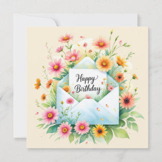 Cartes Pour Fêtes Annuelles Happy birthday & beautiful flowers Greeting Card