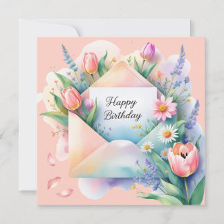 Cartes Pour Fêtes Annuelles Happy birthday & beautiful flowers Greeting Card