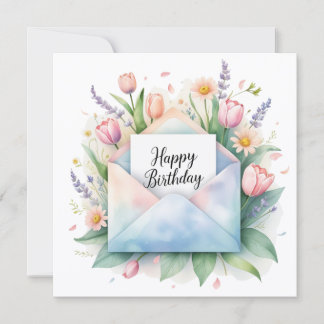 Cartes Pour Fêtes Annuelles Happy birthday & beautiful flowers. Greeting card