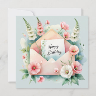 Cartes Pour Fêtes Annuelles Happy birthday & beautiful flowers Greeting Card