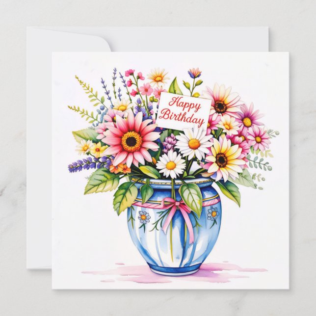 Cartes Pour Fêtes Annuelles Happy birthday & bouquet of flowers  holiday card (Devant)