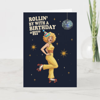 Cartes Pour Fêtes Annuelles Happy Birthday Retro Disco Roller Skate Woman