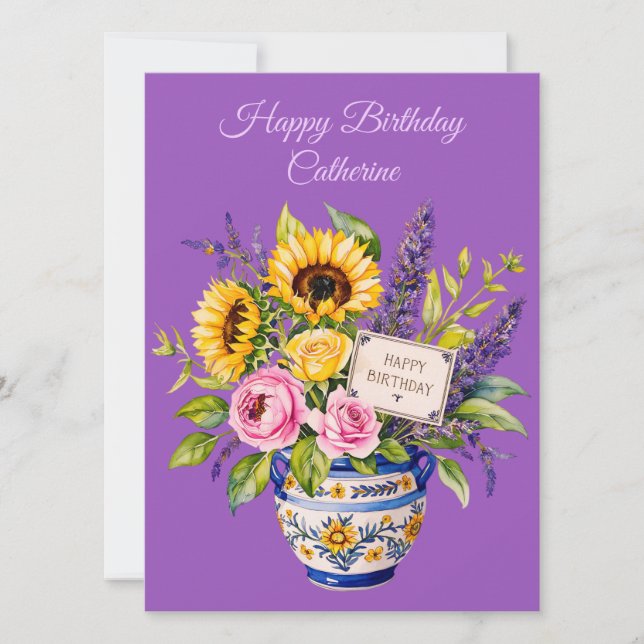 Cartes Pour Fêtes Annuelles Happy Birthday. Watercolour bouquet. Greeting Card (Devant)