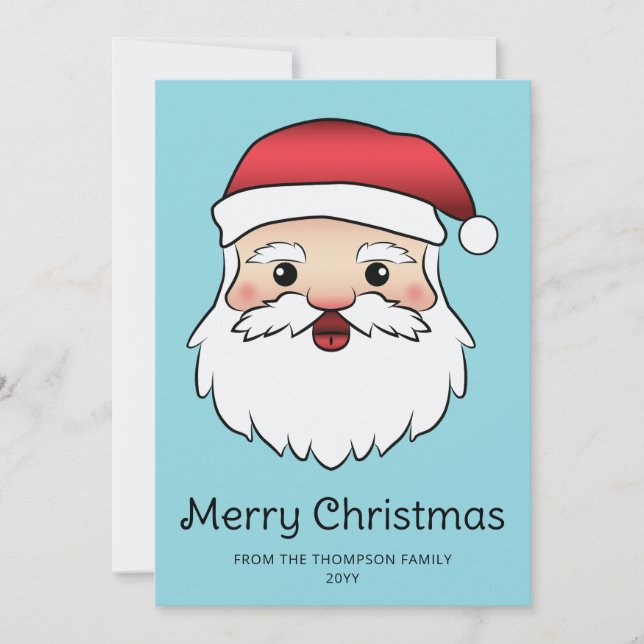 Cartes Pour Fêtes Annuelles Happy Cartoon Santa Claus Tête Avec Texte Personna (Devant)