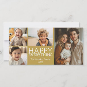 Cartes Pour Fêtes Annuelles Happy Everything avec 4 photo collage - Gold