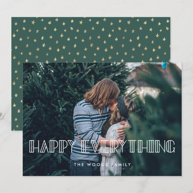 Cartes Pour Fêtes Annuelles Happy Everything Retro Art Déco Photo (Devant / Derrière)