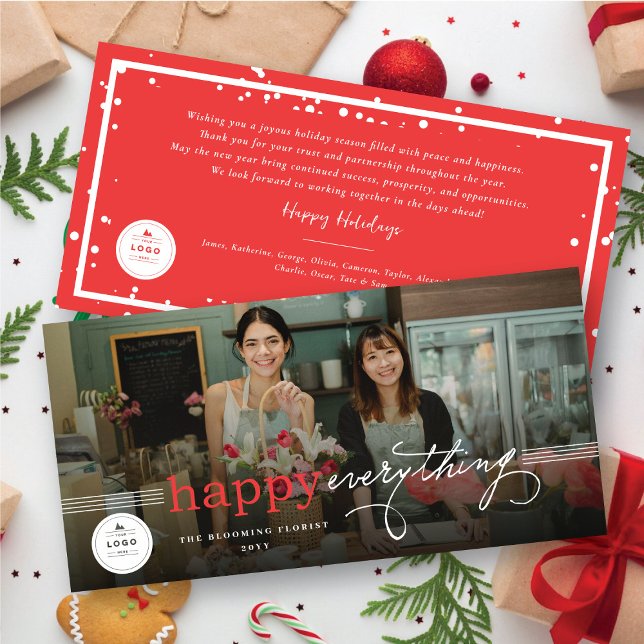 Cartes Pour Fêtes Annuelles Happy Everything Simple Typographie Photo Business (Créateur téléchargé)