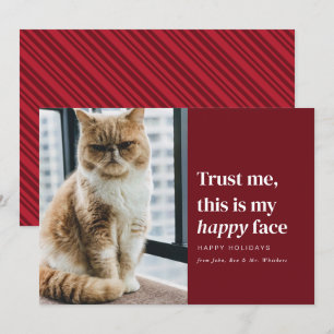 Cartes Pour Fêtes Annuelles Happy Face Funny Pet Photo Christmas Holiday Card