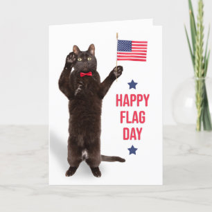 Cartes Pour Fêtes Annuelles Happy Flag Day Funny Black Cat Holding Flag