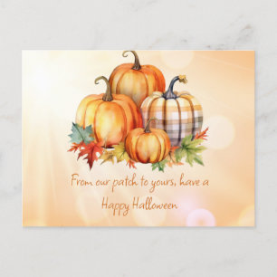 Cartes Pour Fêtes Annuelles Happy Halloween Citrouille Patch & Feuille Hallowe