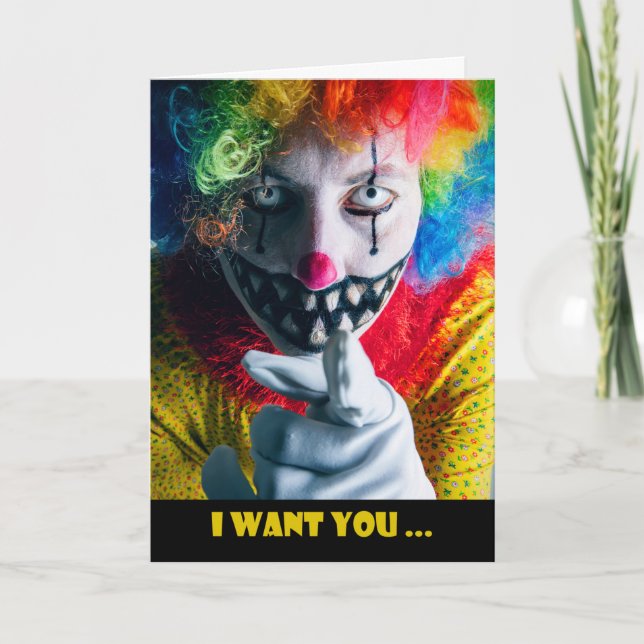 Cartes Pour Fêtes Annuelles Happy Halloween For Anyone Creepy Evil Clown  (Devant)