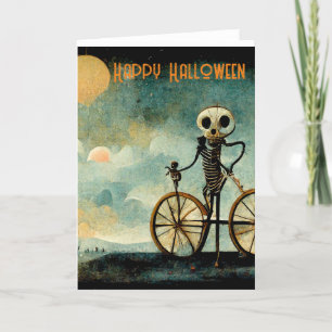 Cartes Pour Fêtes Annuelles Happy Halloween Greeting Card Skeleton Bicycle
