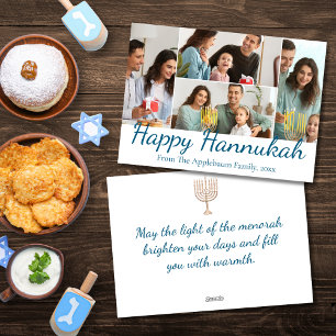 Cartes Pour Fêtes Annuelles happy hannukah, 4 photos collage élégant