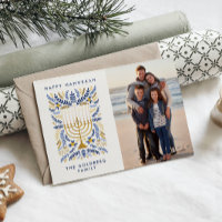 Happy Hanoukka Festive Watercolor Menorah Photo