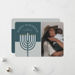 Cartes Pour Fêtes Annuelles Happy Hanoukka Modern Menorah Candle Photo de fami