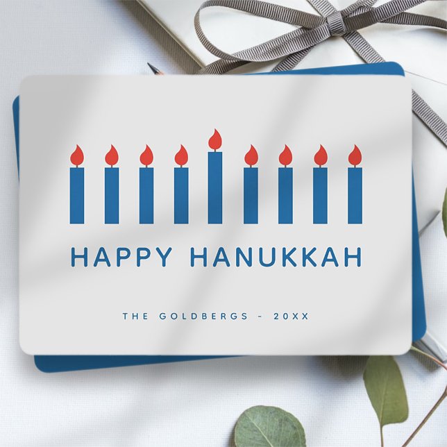 Cartes Pour Fêtes Annuelles Happy Hanoukka Moderne Lumières de bougie simple (Créateur téléchargé)