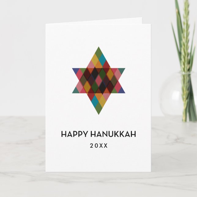 Cartes Pour Fêtes Annuelles Happy Hanoukka Rainbow Star de David Non Photo (Devant)