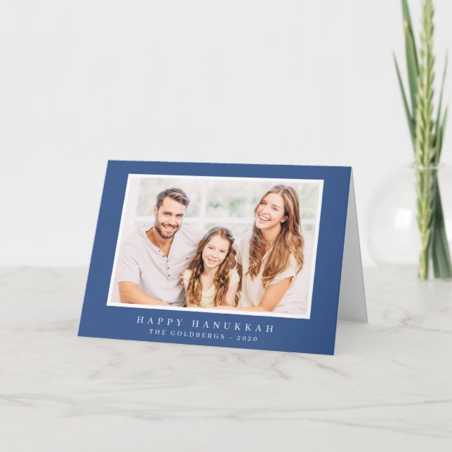 Cartes Pour Fêtes Annuelles Happy Hanoukka Simple Classic Elegant Photo Famill (Devant)