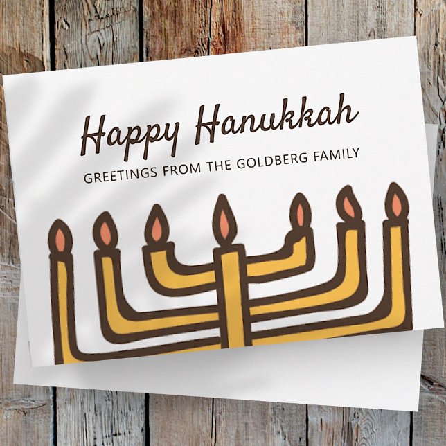 Cartes Pour Fêtes Annuelles Happy Hanoukka Simple et moderne Menorah Salutatio (Créateur téléchargé)